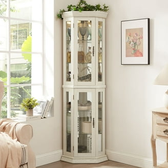 Set of 2) Corner Curio Cabinet in Chocolate Cherry - Walmart.com Set of 2) Corner Curio Cabinet in Chocolate Cherry - Walmart.com