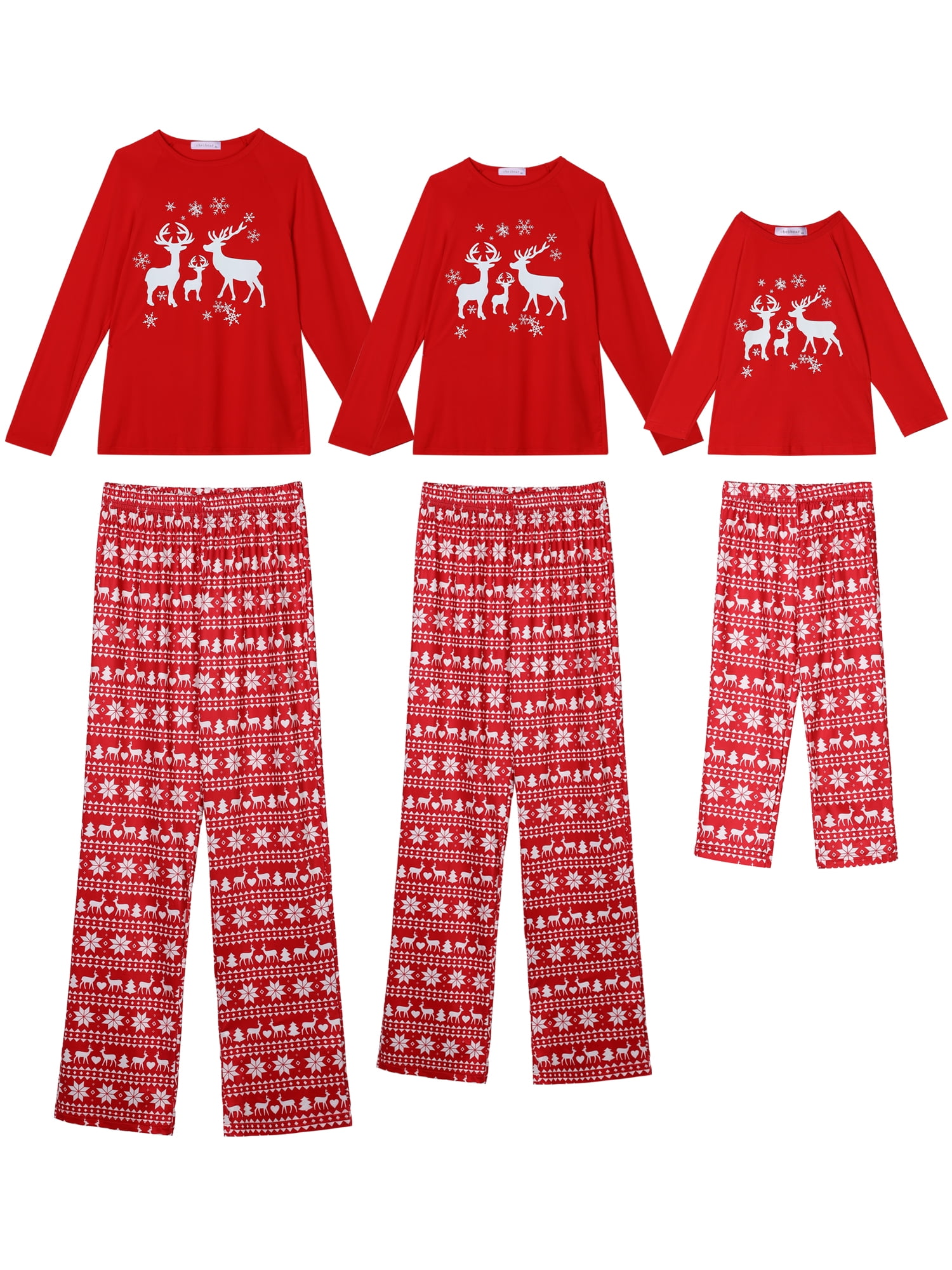 Unique Bargains Women's Christmas Deer Tee and Deer Pants Family Pajama Sleepwear Sets
