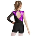 thumbnail image 2 of iixpin Kids Girls Shiny Rhinestone Ballet Dance Gymnastics Leotard Long Sleeve Bodysuit with Shorts Set Tank Unitard Purple&Black 10, 2 of 7
