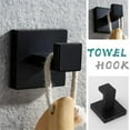 thumbnail image 5 of 2-Piece Matte Black Stainless Steel Wall Mounted Towel Hook Square Design Hanger for Bathroom Kitchen Bedroom Coats, 5 of 7