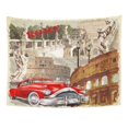 thumbnail image 1 of ZEALGNED Car Rome Vintage Italy Collage Italian Travel Retro Tourism Automobile Wall Art Hanging Tapestry Home Decor for Living Room Bedroom Dorm 60x80 inch, 1 of 2