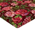 thumbnail image 4 of Ambesonne Tropical Fitted Sheet, Watercolor Rose Repeating, King Size, Dark Salmon Fern Green, 4 of 5