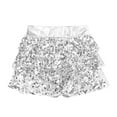 thumbnail image 6 of Sholeno Children Girls Sparkly Jazz Hip Hop Dance Clothes Crop Top Camisole Tutu Skirt Cheerleading Uniforms Silver 16, 6 of 7
