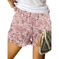 thumbnail image 2 of Liacowi Women Summer Casual Shorts Floral/Stripe Print Ruffled Elastic Waist Short Pants with Pocket for Beach Streetwear, 2 of 5
