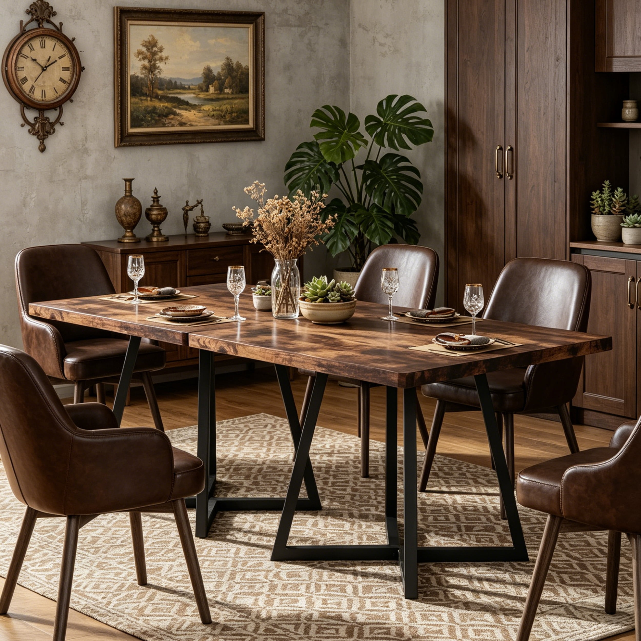 Fnova 31.5" Square Dining Table, Small Kitchen Dinner Table, 2-4 Person Industrial Dining Table, Square Kitchen Table for Dining Room Farmhouse Home Decor Furniture