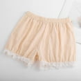 thumbnail image 4 of LIIPEE Girls Boys Leggings Shorts Solid Color Lace Trim Loose Fit Elastic High Waist Underwear Homewear Shorts Trendy Travel Shorts,Beige,4-5 Years, 4 of 4