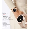 thumbnail image 3 of Reloj Inteligente para Mujer Reloj Inteligente Redondo Impermeable Reloj Inteligente con Seguimiento de Actividad Función de Recordatorio Inteligente para iPhone Android (Correa de Cuero, Rosa) Aliwisdom JM, 3 of 5