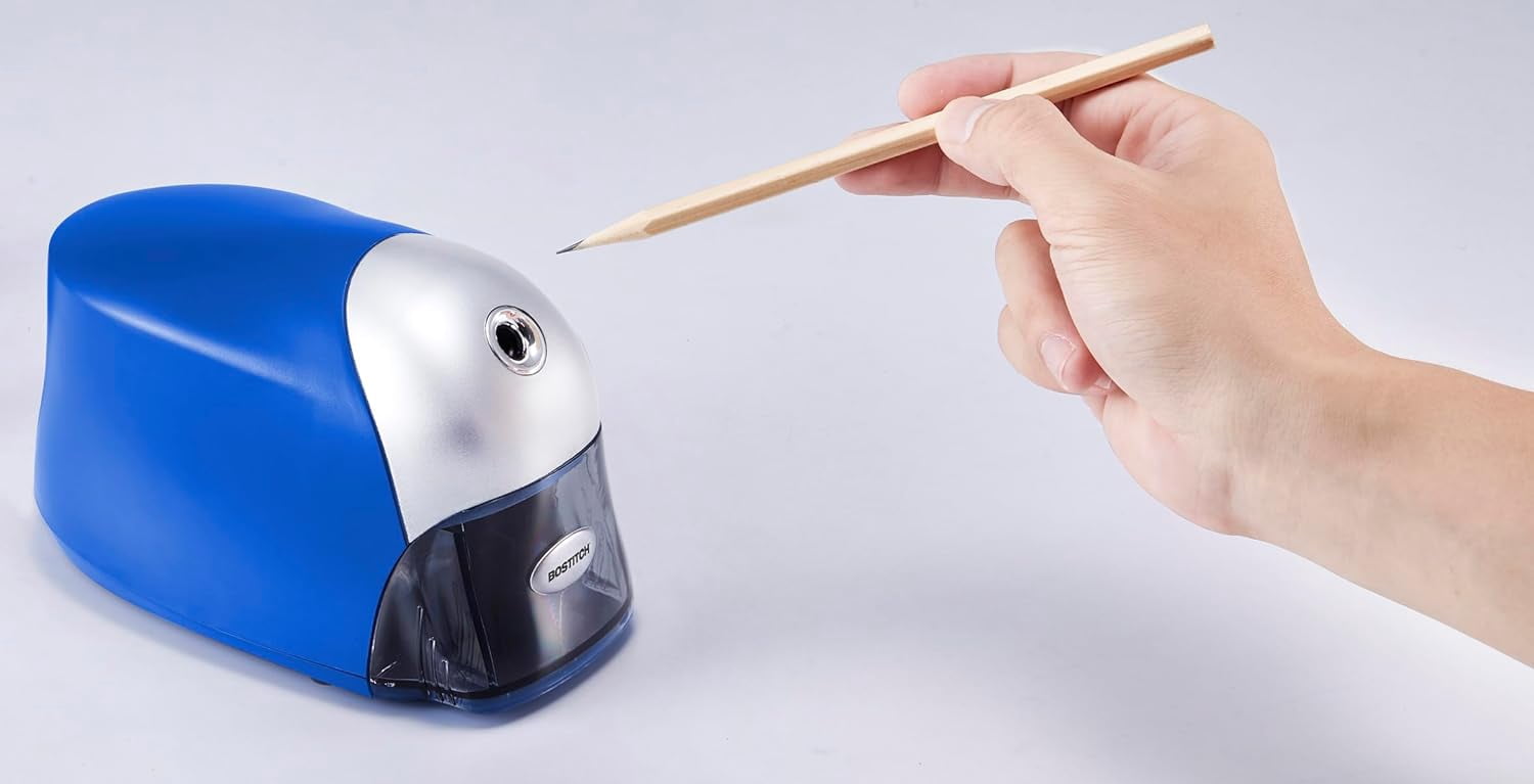 Office QuietSharp Executive Heavy Duty Electric Pencil Sharpener for 65% Faster Sharpening and 6X Longer Cutter Life - Colored Pencil Compatible, Blue