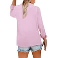 thumbnail image 5 of Pink Womens Blouses Loose Shirt Top Stand Solid Color Sleeve Collar Casual Women's Shirt Women's Shirt Ladies Tops and Blouses, 5 of 6