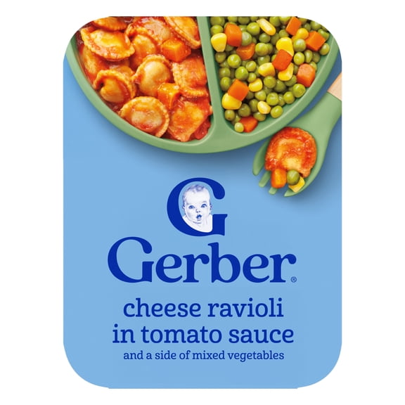 (2 Pack) Gerber Lil' Entrees, Cheese Ravioli in Tomato Sauce with Mixed Vegetables, 6.6 oz Tray