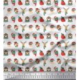 thumbnail image 1 of Soimoi White Cotton Cambric Fabric Animal Face,Cap & Muffler Winter Theme Print Fabric by the Yard 42 Inch Wide, 1 of 1