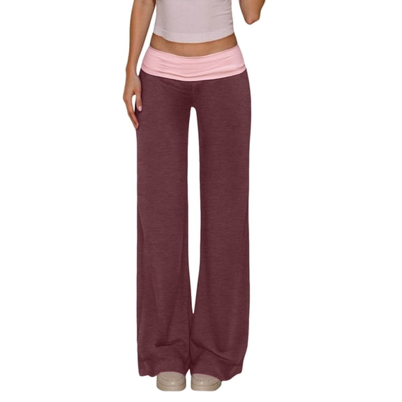 RUTAYY Women's Casual Sweatpants Low Rise Color Block Wide Leg with Pockets Everyday Wear Comfort Athletic Wear Classic Trendy Trousers