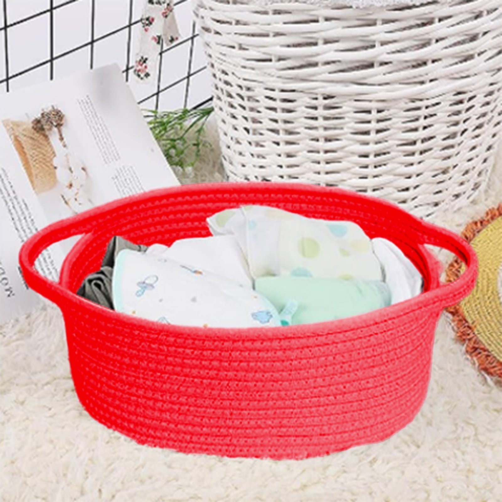 1 Pcs Small Basket Empty Gift Basket, Small Woven Burr Basket with Gift Bags and Ribbons Durable Baskets for Baby Showers Christmas Easter with Gift Bags and Ribbons 11.81 x 5.1"