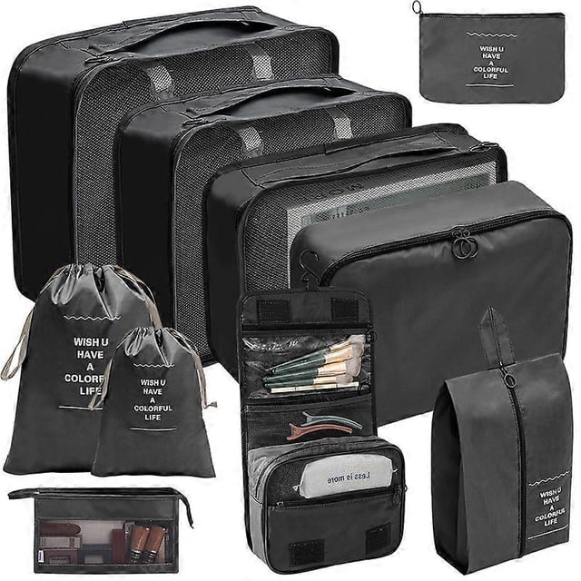 Storage Bag 10pcs Luggage Organizer, Waterproof Travel Packing Box, Shoes Clothes Lingerie Cosmetic Storage