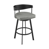 Armen Living Lacey 30" Swivel Bar Stool in Black Iron with Black Walnut Finish