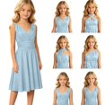 thumbnail image 2 of Weebloom Teen Girls Summer Dress Elegant Formal Sleeveless Dress Versatile Wear Party Gown Dresses For Girls Light Blue 9-14 Years, 2 of 3