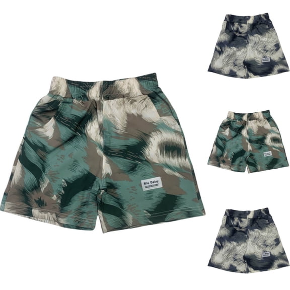 Boy's and Girl's Camouflage Shorts Liweisiy Elastic High Waisted Wide Leg Baggy Shorts Summer Printed Classic Lounge Pants