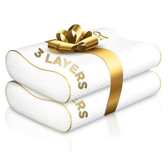 Royal Therapy 2-Pack Queen Memory Foam Contour Pillow, White Bed Orthopedic Pillow for Adult, 3 lb