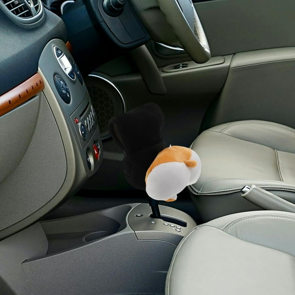 HEMOTON Fluffy Car Gear Shift Cover Adorable Car Decor Corgi Gear Shift Knob Cover For Manual Automatic Shift Knob Universal Car Accessories Hoodie