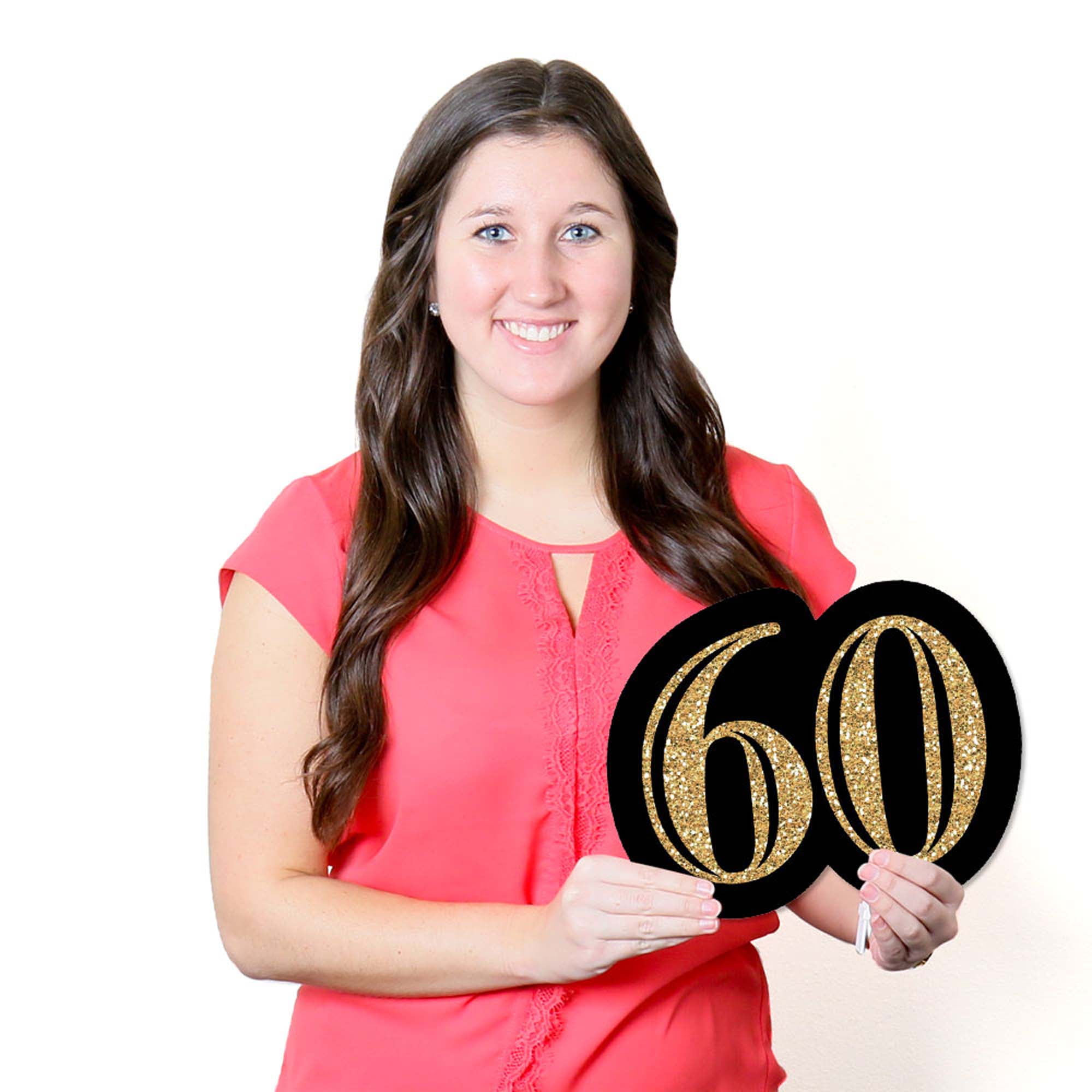 Big Dot of Happiness Adult 60th Birthday - Gold - Yard Sign and Outdoor Lawn Decorations - Happy Birthday Party Yard Signs - Set of 8