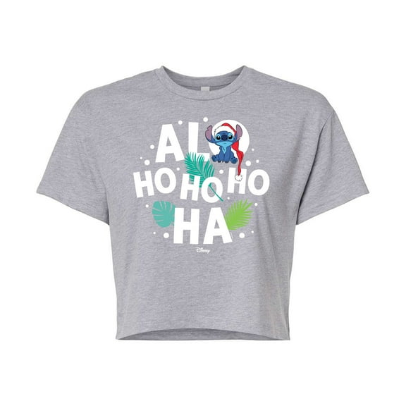 Lilo & Stitch - Alo Ho Ho Ho Ha - Juniors Cropped Cotton Blend T-Shirt