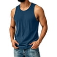 thumbnail image 2 of Minjewel Men Solid Color Casual Sleeveless Tank Top,Blue XL, 2 of 6