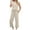 Beige, variant on QHFBli Two Piece Sets for Women Summer Outfits Lounge Sets Neck Tops Wide Leg Crop Pants Vacation Travel Outfits