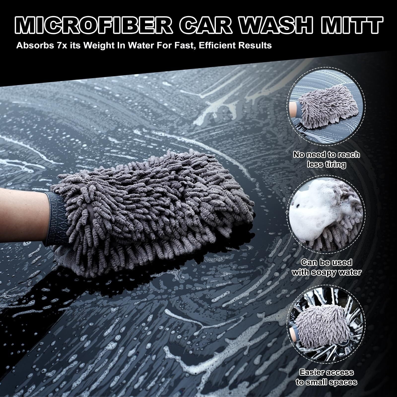 Zeya 9Pcs Car Wheel & Tire Brush Kit, Wheel Cleaner Brush.