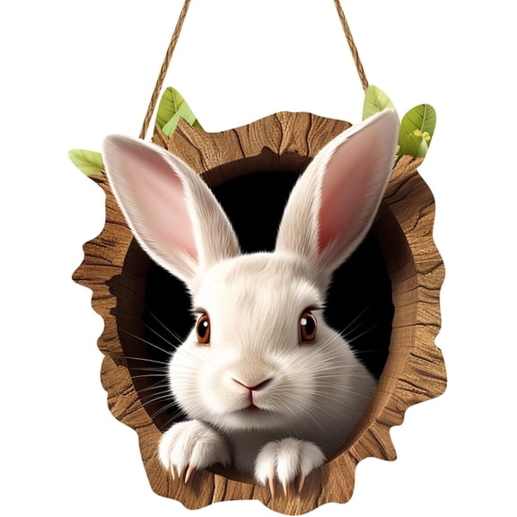 YingYouFu 2pc Easter Door Sign, Wooden Welcome Decoration, Bunny Spring Hanging Ornament for Front Door Entryway Wall Decor B