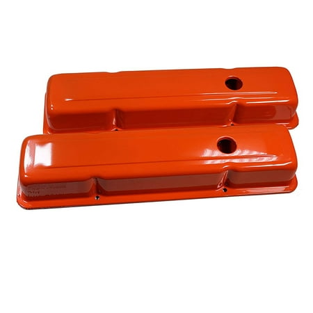For Small Block Chevy 58-86 Steel Orange Short Valve Cover 283 327 350 400