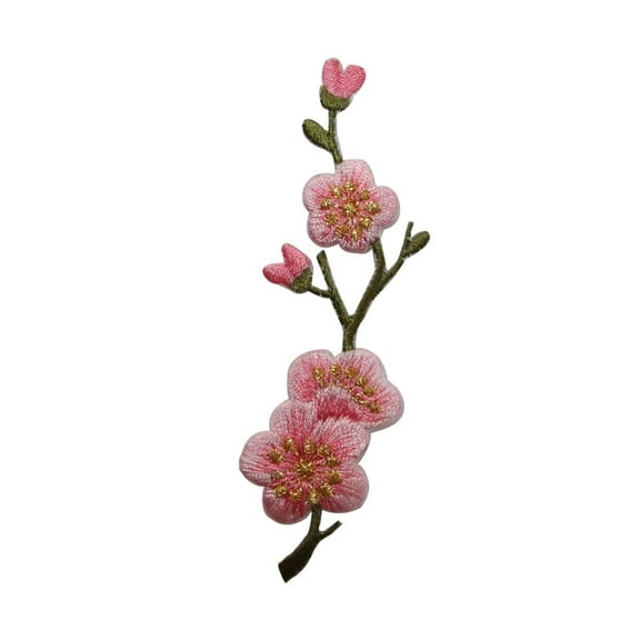 ID 6269 Cherry Blossom Bush Patch Buds Flower Garden Embroidered IronOn Applique