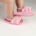 thumbnail image 6 of GYRATEDREAM Infant Baby Girls Summer Open Toe Sandals Toddler PU Leather Soft Flower Ruffle Princess Flat Shoes Pink for 0-18 Months, 6 of 8