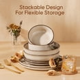 thumbnail image 2 of Onader 8-Piece Dinnerware Set, Ceramic Plate and Bowls Set for 2, Double Reactive Glaze Stoneware Dishware for Kitchen Restaurant - Khaki, 2 of 7