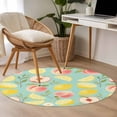 thumbnail image 4 of Summer Fruit Round Area Rug 3.3Ft Washable Circle Rugs for Dining Room Table, Spring Botanical Lemon Peach Green Non-Slip Carpet Floor Mats Indoor Outdoor Carpet Runner Aesthetic Home Decor, 4 of 8