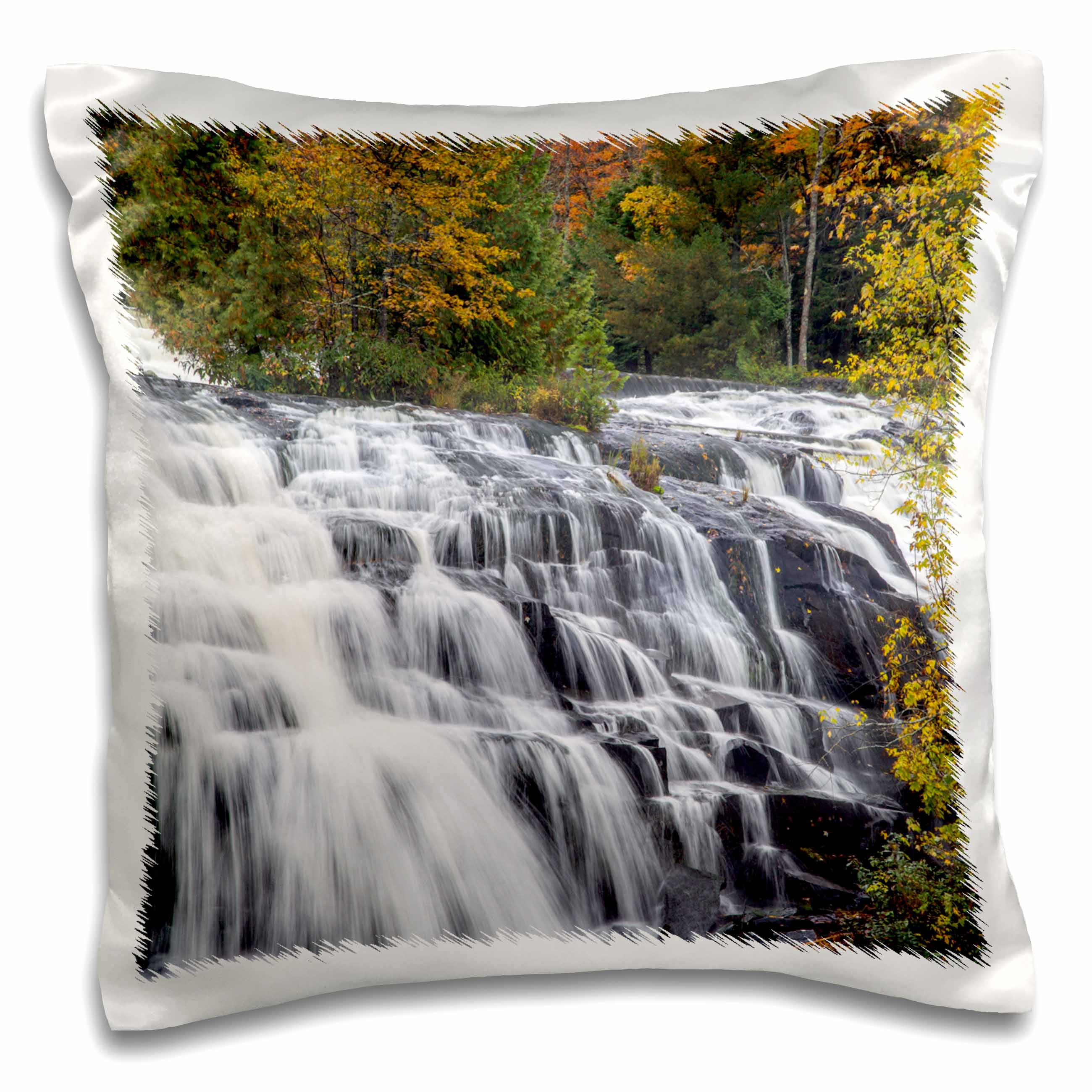 Ontonagon River 3dRoseBond Waterfalls Michigan US23 CHA0074 Chuck Haney Snowflake Ornament 3