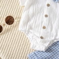 thumbnail image 6 of hoksml Unisex Baby Bodysuit and Suspender Shorts Set, Plaid Bow Tie Outfit, Infant Formal Summer Wear, 6 of 7