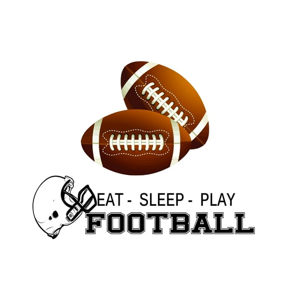 FOOTBALL - Multicolored Vinyl Football Art Pigskin Decoration Sticker Eat Sleep Play Football Lettering Art Design Home Kids Bedroom Wall Decal 20" x 16"