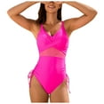 thumbnail image 1 of Huesdet Swimsuit Women Boyleg One Piece Water Aerobic Competitive Bathing Suit[Pink,XL], 1 of 9