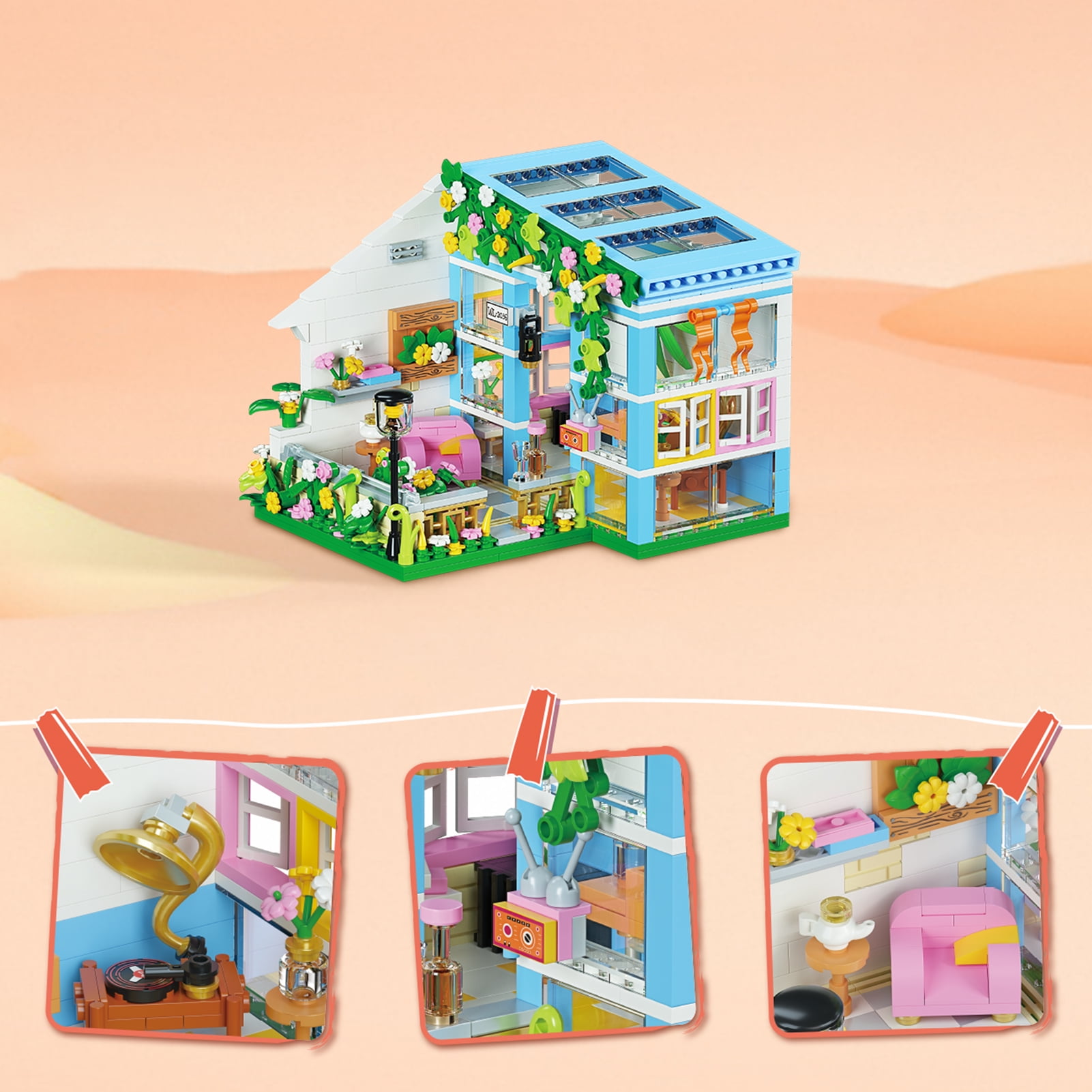 Mozlly Educational Mini Doll House Playset - Cute Small Dollhouse