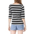 thumbnail image 3 of INSPIRE CHIC Hauts pour Femmes Non Doublés Col Rond Manches au Coude Coupe Ajustée T-Shirt Décontracté S Noir, 3 of 8