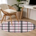 thumbnail image 5 of 4ft Round Rug, Pink Black Plaid Non-Skid Rubber Backing Large Area Rugs - Living Room Bedroom Home Office, Farmhouse Pink Black Checkered Indoor Floor Mat Carpets Washable Rug, 5 of 9