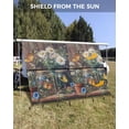 thumbnail image 3 of 4th of July RV Awning Sun Shade Screen 9'X15.3' Daisy Floral Mesh Sunscreen Butterfly Rustic Wood Grain Awning Shade Screen with Zipper UV Blocker Completed Kits for RV Motorhome Camper Trailer, 3 of 7