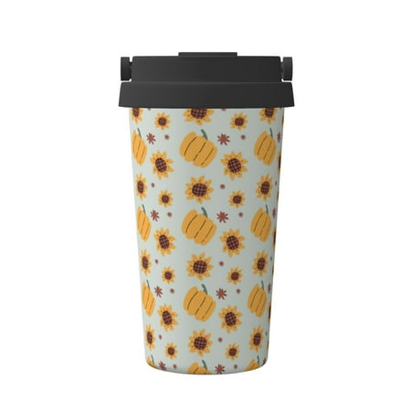 

Uemuo Fall Thanksgiving Day Print Carry Insulated Coffee Mug Travel Mug with Hidden Handle Insulated Coffee Flask Leak-proof Travel Mug Insulated Mug for Office