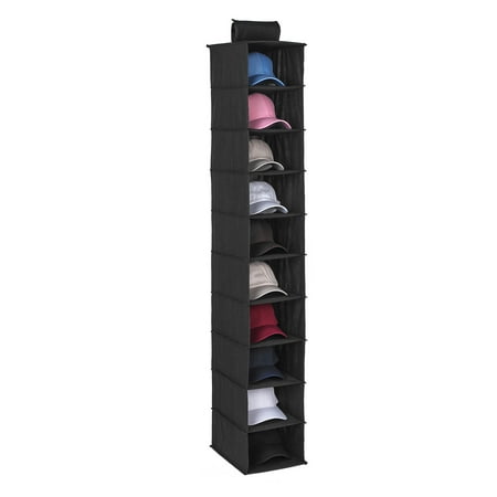 

TUTUnaumb New Hot Sale Non Woven 10 Layer Hat Storage Hanging Bag Baseball Cap Storage Bag Shoe Storage Bag Home Storage-Black
