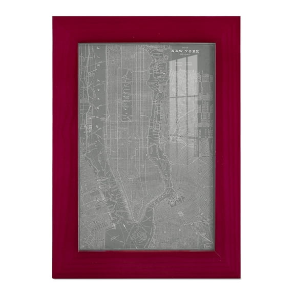 City Map of New York -Framed Print w/glass-Cherry Red