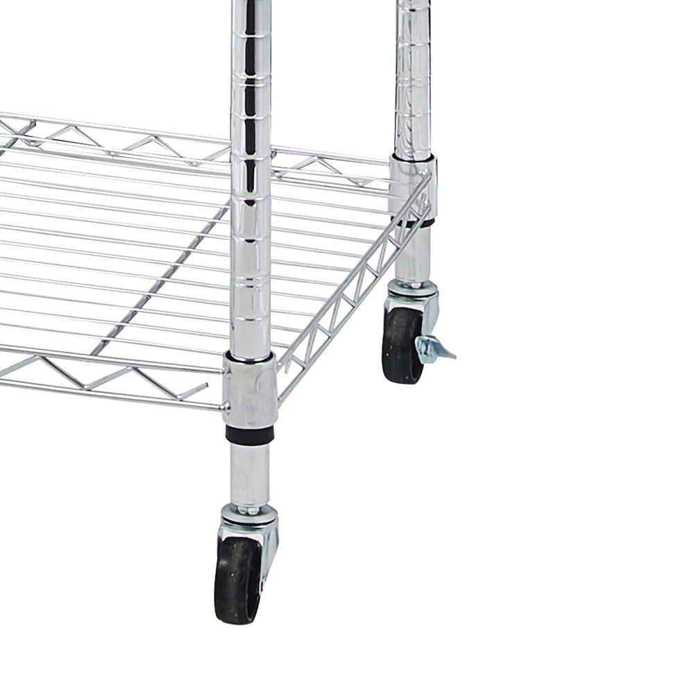 5-Tier Chrome Steel Wire Shelving Unit Commercial Grade Storage Rack with Caster Wheels Leveling Feet for Home Garage Warehouse Restaurant