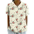 thumbnail image 2 of Jjayotai Linen Blouse for Women, Womens Peter Pan Collar Tops, Women's T-Shirts, Summer Short Sleeve Shirts, Casual Loose Trendy Floral Blouses 2025 Multicolor^10 XXXXXL, 2 of 5