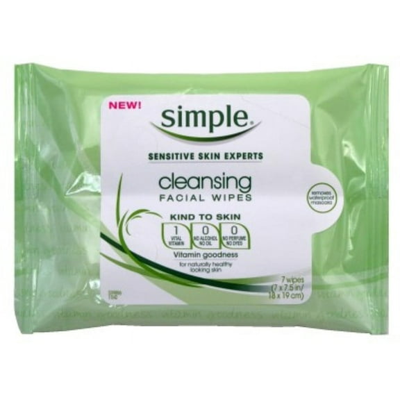 Simple Cleansing Facial Wipes 7 Count (Pack of 3)