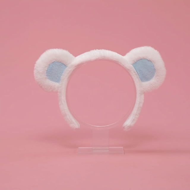 Diadema con orejas de oso de dibujos animados hecha a mano, accesorios para el cabello de felpa, diadema con orejas de gato para mujer