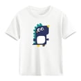 thumbnail image 4 of Avrnliq Girls White Cartoon Dinosaur T Shirt, 100% Cotton Crewneck Relaxed Fit Tee, Fade-Resistant Skin-Friendly Top for School & Play, Sizes 2-13 Years,Size 2-3 T, 4 of 6